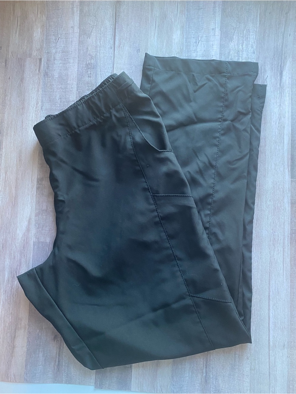 Black Scrub Pants Cargo Pockets Elastic Waist Medical Uniform Pants